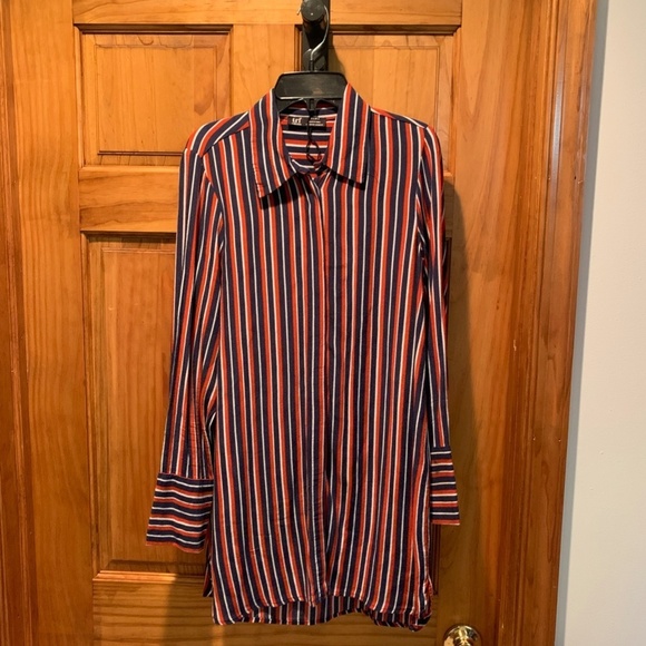 Zara Striped Long Sleeve Button Front Shirt XS - Picture 2 of 6